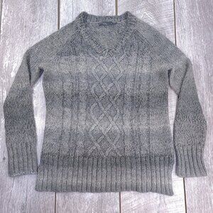 Prana Sweater Womens Small Leisel V-Neck Gray Acrylic Knit Pullover Top